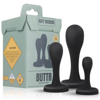 BUTTR Butt Kikers - anál dildó szett - fekete (3 részes) kép