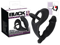 Black Velvet - péniszes análvibrátor pénisz- és heregyűrűvel (fekete) kép