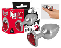 Diamond - 85g-os alumínium anál dildó (ezüst-piros) kép