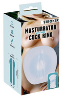STROKER - műpunci maszturbátor, péniszgyűrűvel (tejfehér) kép