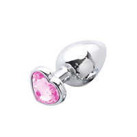 Sunfo - fém anál dildó szív alakú kővel (ezüst-pink) kép