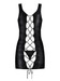 Obsessive Obsydian - hátul fűzős fényes ruha tangával (fekete) - L-XL kép