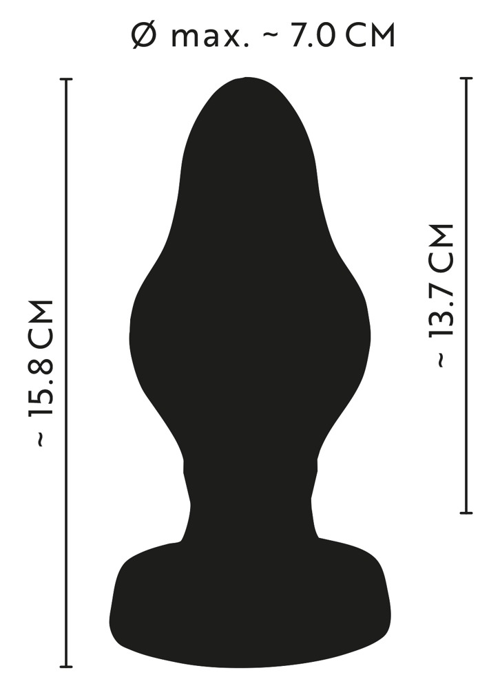 ANOS - szuperpuha, bordázott anál dildó - 7 cm (fekete) kép