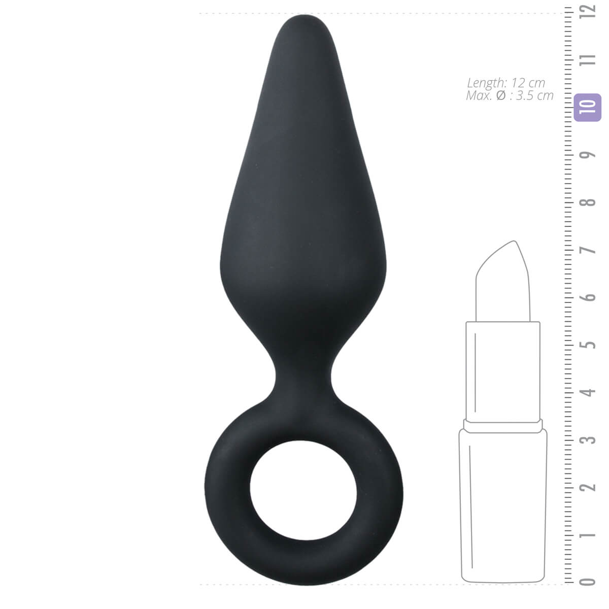 Easytoys Pointy Plug - fogógyűrűs anál dildó - közepes (fekete) kép