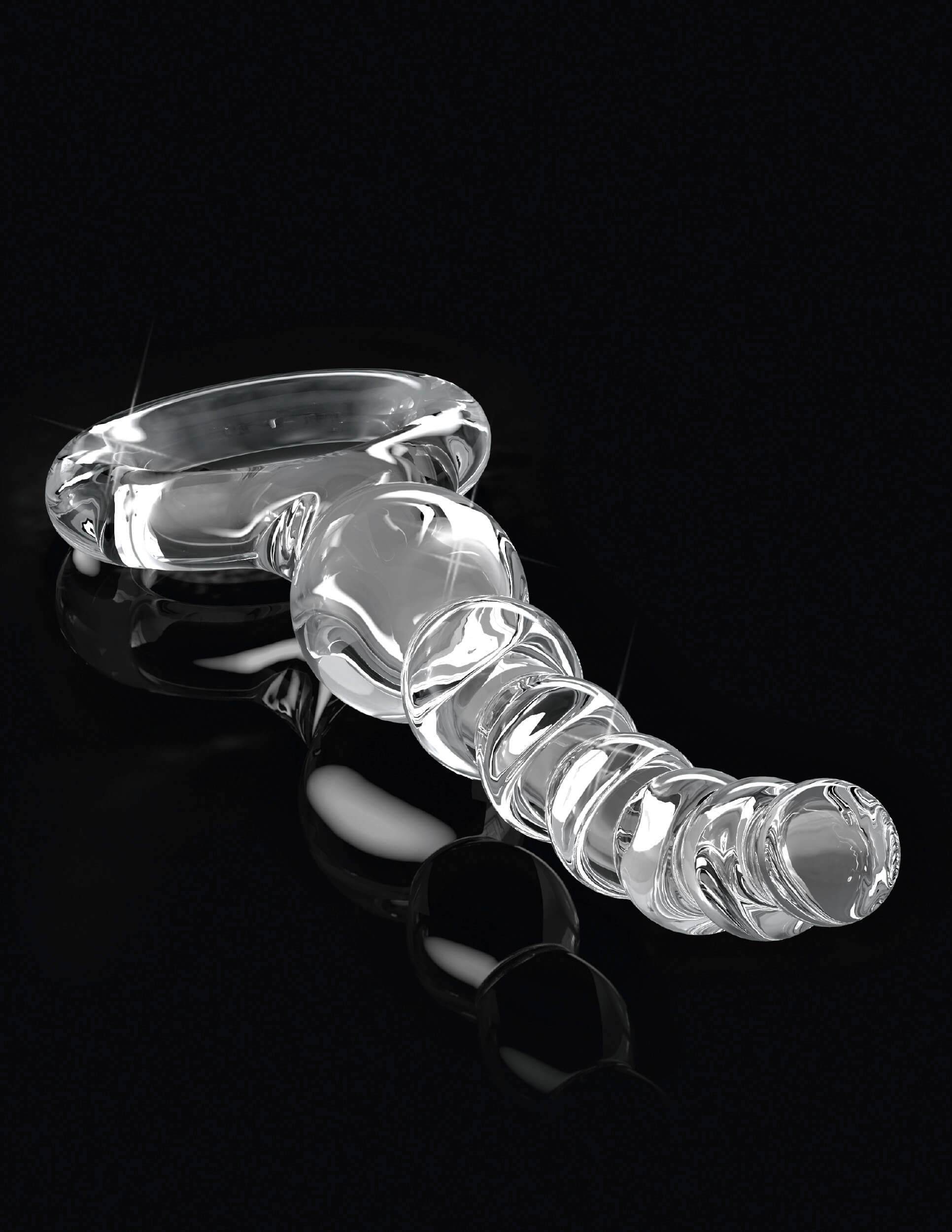 Gömbös üveg dildó fogógyűrűvel (áttetsző) kép