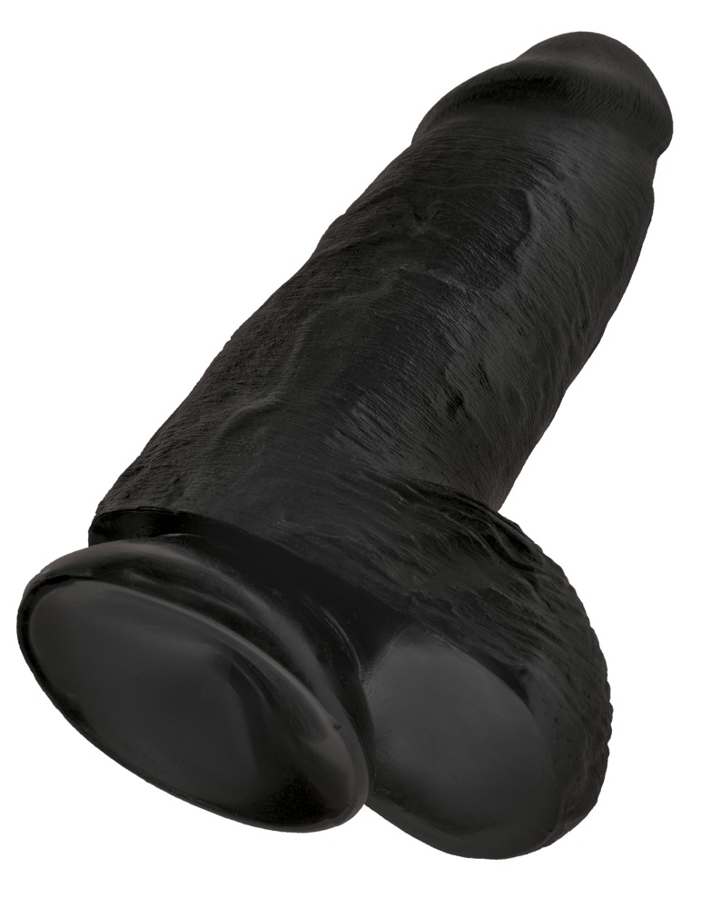 King Cock 9 Chubby - tapadótalpas, herés dildó (23 cm) - fekete kép