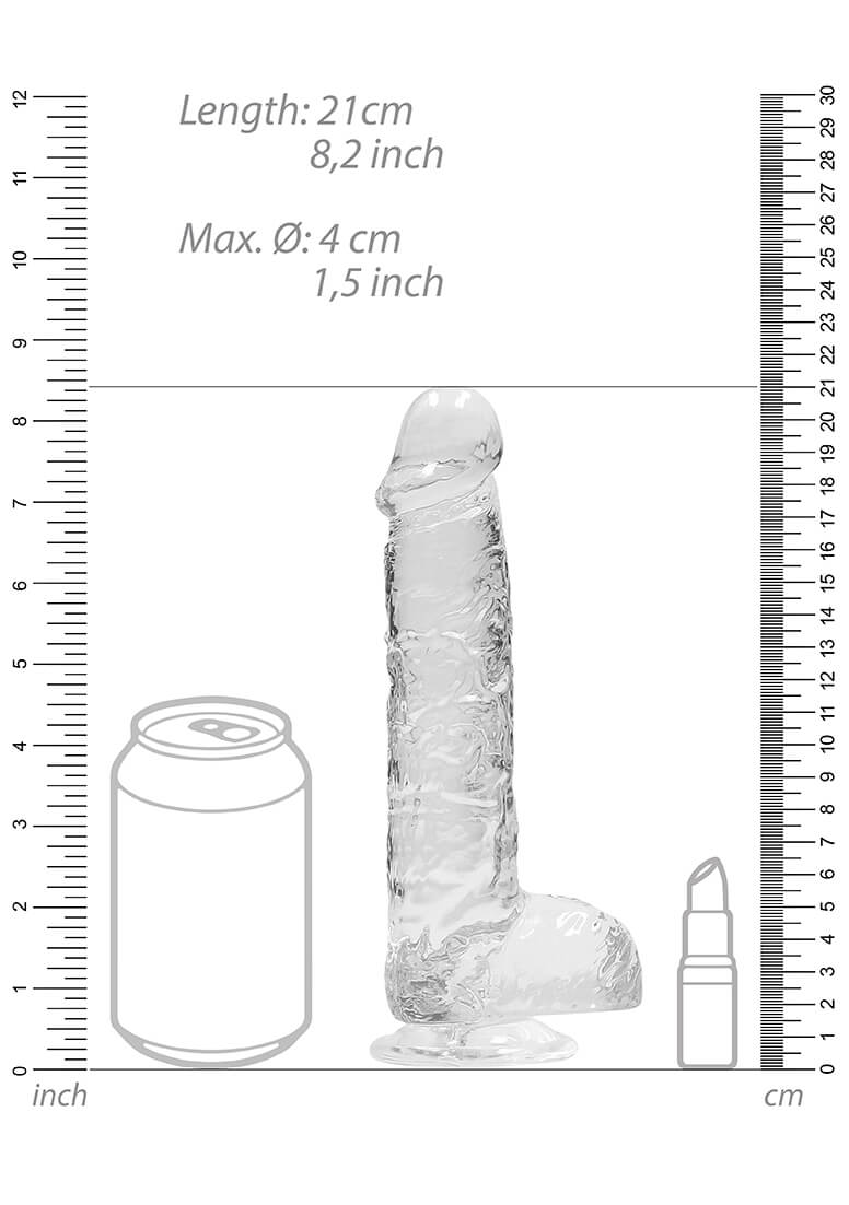 REALROCK - áttetsző élethű dildó - víztiszta (19 cm) kép