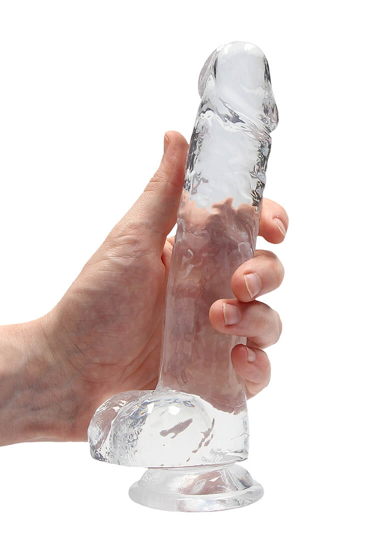 REALROCK - áttetsző élethű dildó - víztiszta (19 cm) kép